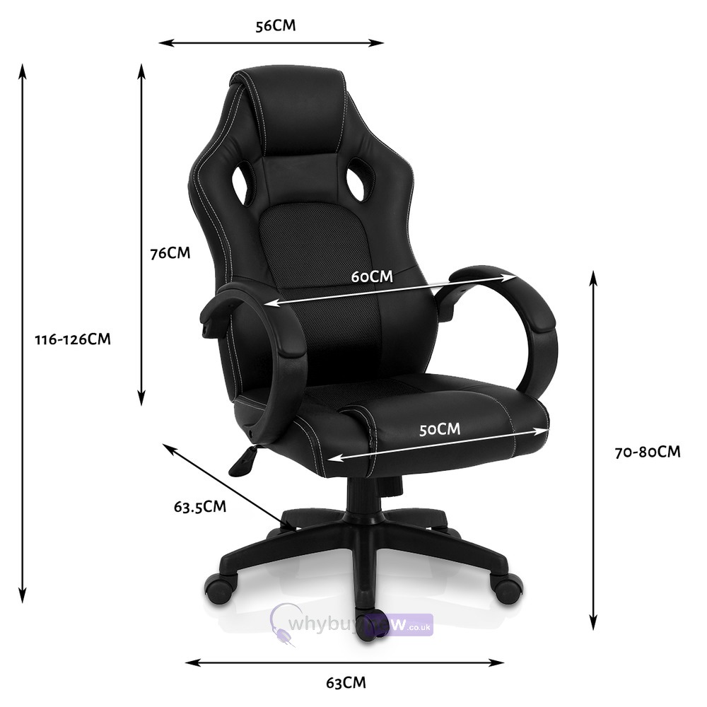 Office Chair Avc Executive Racing Gaming Sports Bucket Seat Black