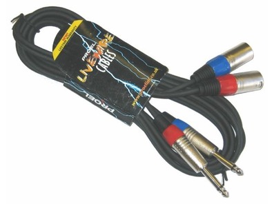 Proel Livewire 2x Male XLR Connectors to 2x 1/4 inch Jack Plugs 3M