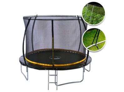 Kanga 10ft Trampoline With Enclosure, Ladder And Anchor Kit