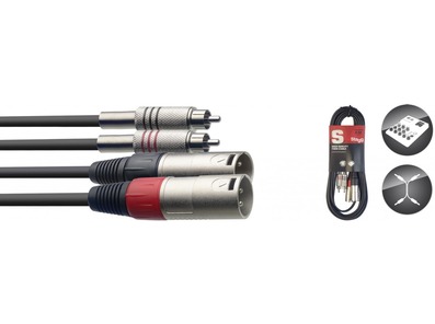 STAGG Essential Cable 2x Male XLR To 2x Phono RCA Twin Lead