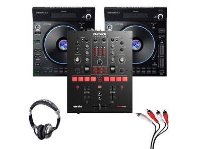 Denon LC6000 Prime (Pair) + Numark Scratch Mixer with Headphones + Cable