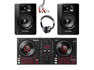 Numark Mixtrack Platinum FX + M-Audio BX3 (Pair) with Headphones + Lead