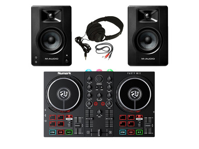 Numark Party Mix II + M-Audio BX4 (Pair) with headphones + Cable