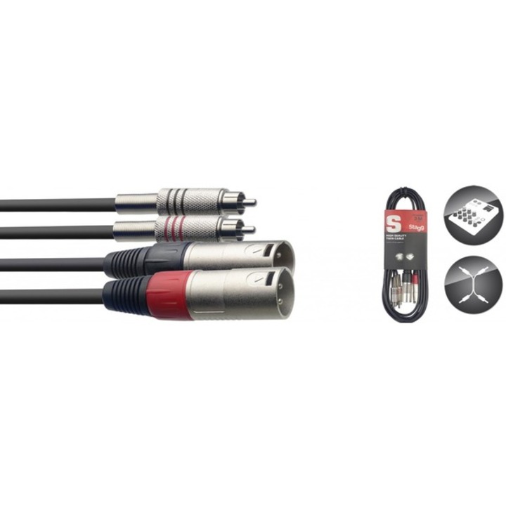 Stagg 2x RCA Male to 2x XLR Female Twin Cable