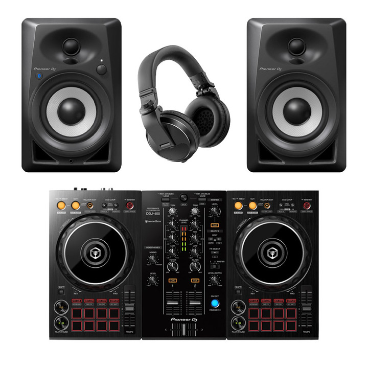 Pioneer DJ DDJ-400 with DM40BT Speakers & HDJ-X5 Headphones