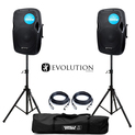 Evolution Audio RZ12A V3 Active Speakers (Pair) with Stands and Cables
