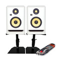 KRK RP8 G4 White Noise (Pair) w/ Monitor Stands & Cable
